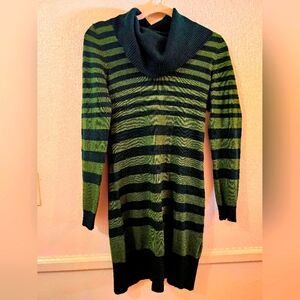 Vintage green stripe sweater dress ~2010
